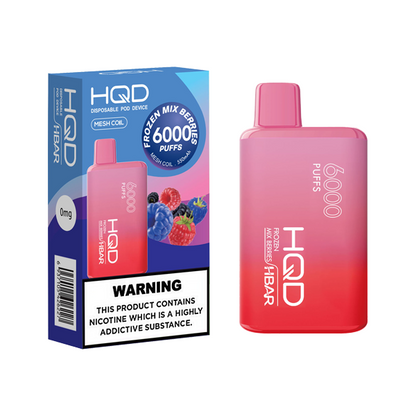 Zero Nicotine HQD HBAR Disposable Vape Zero 6000 Puffs 0mg