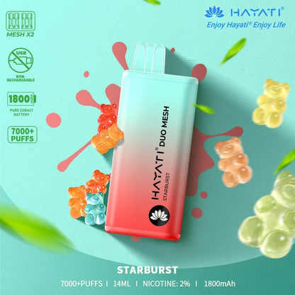 Hayati Duo Mesh 7000 Disposable Vape Puff Bar Pod Box of 10