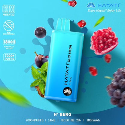 Hayati Duo Mesh 7000 Disposable Vape Puff Bar Pod Box of 10