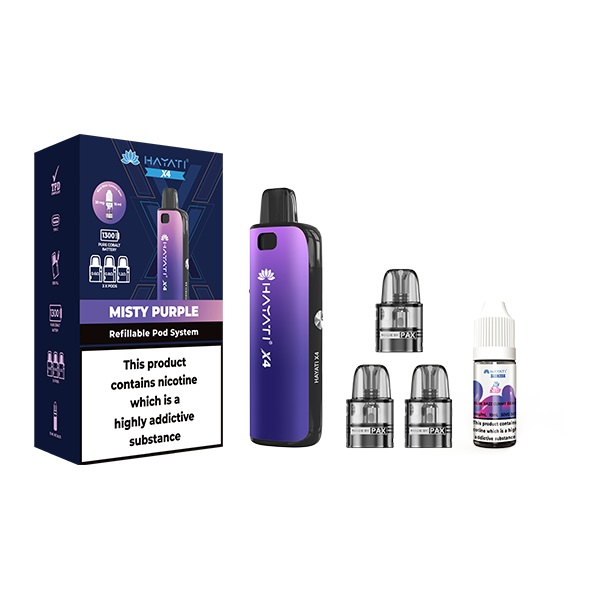 Hayati X4 Refillable Pod Kit  Includes 1X Nic Salts 20mg + 3x Refillable Pods